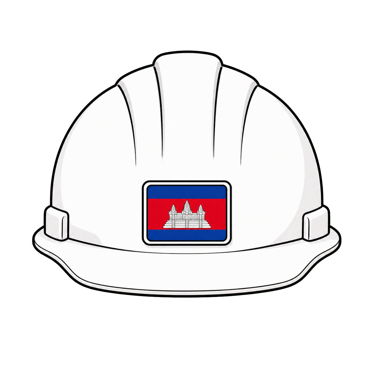 Construction hard hat with the Cambodian flag